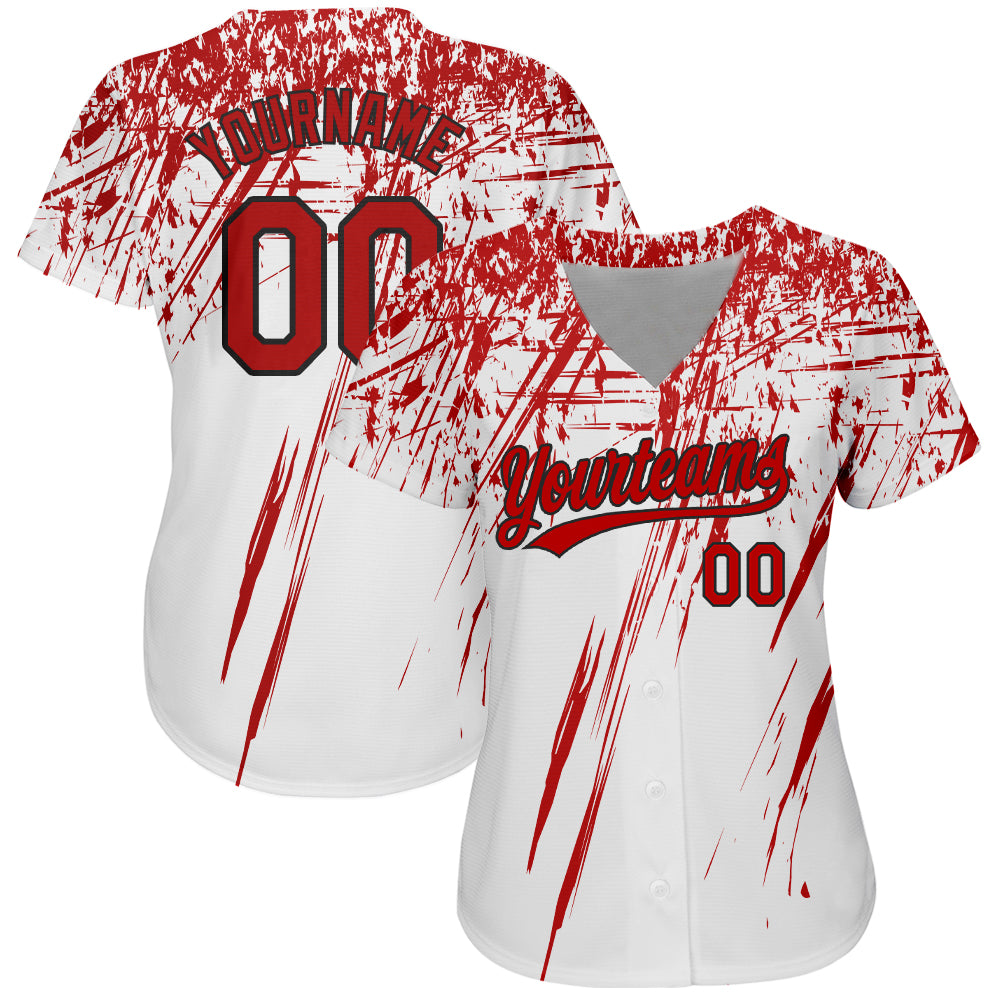Custom White Red-Black 3D Pattern Design Authentic Jersey - Image 2
