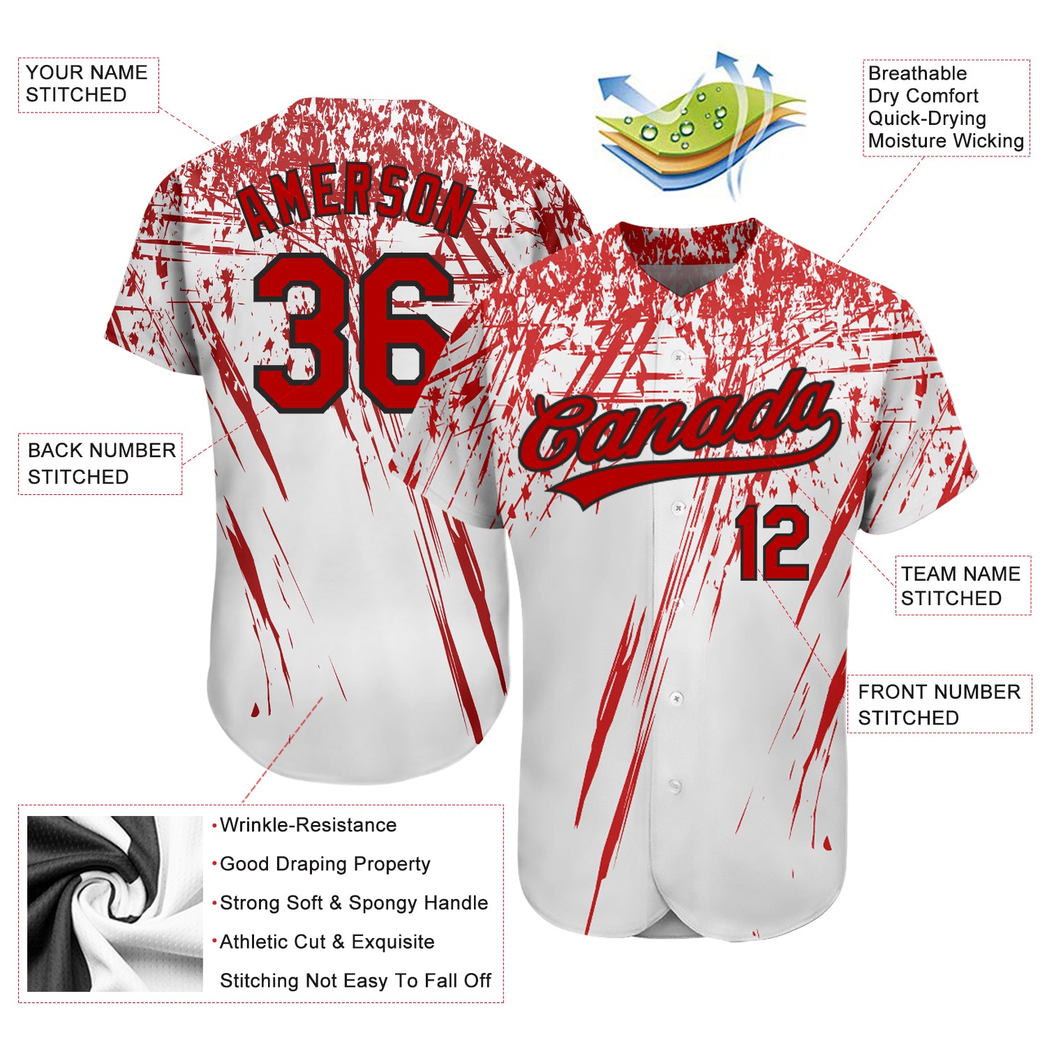 Custom White Red-Black 3D Pattern Design Authentic Jersey - Image 3