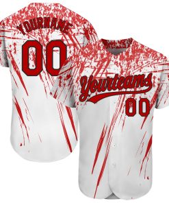 Custom White Red-Black 3D Pattern Design Authentic Jersey