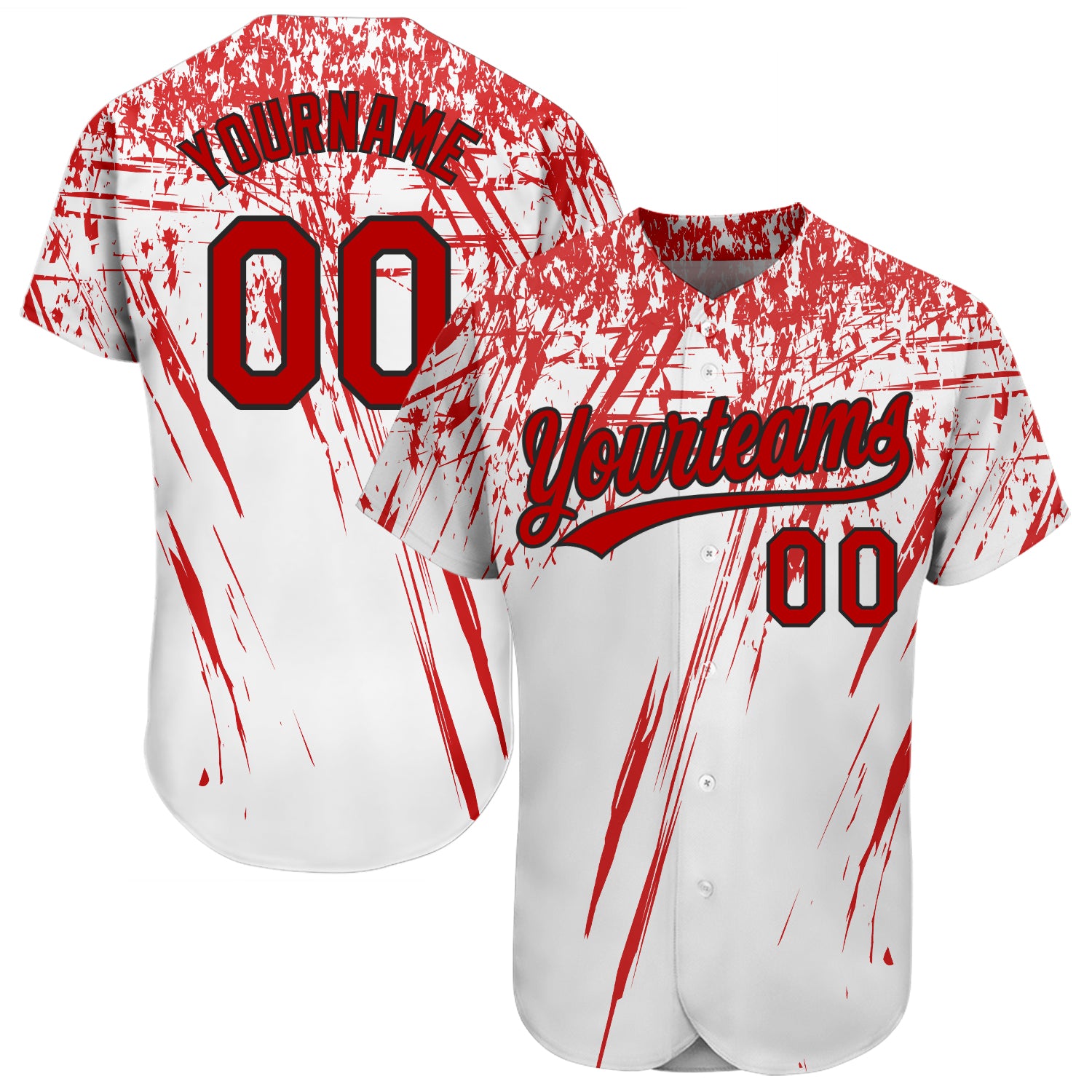 Custom White Red-Black 3D Pattern Design Authentic Jersey