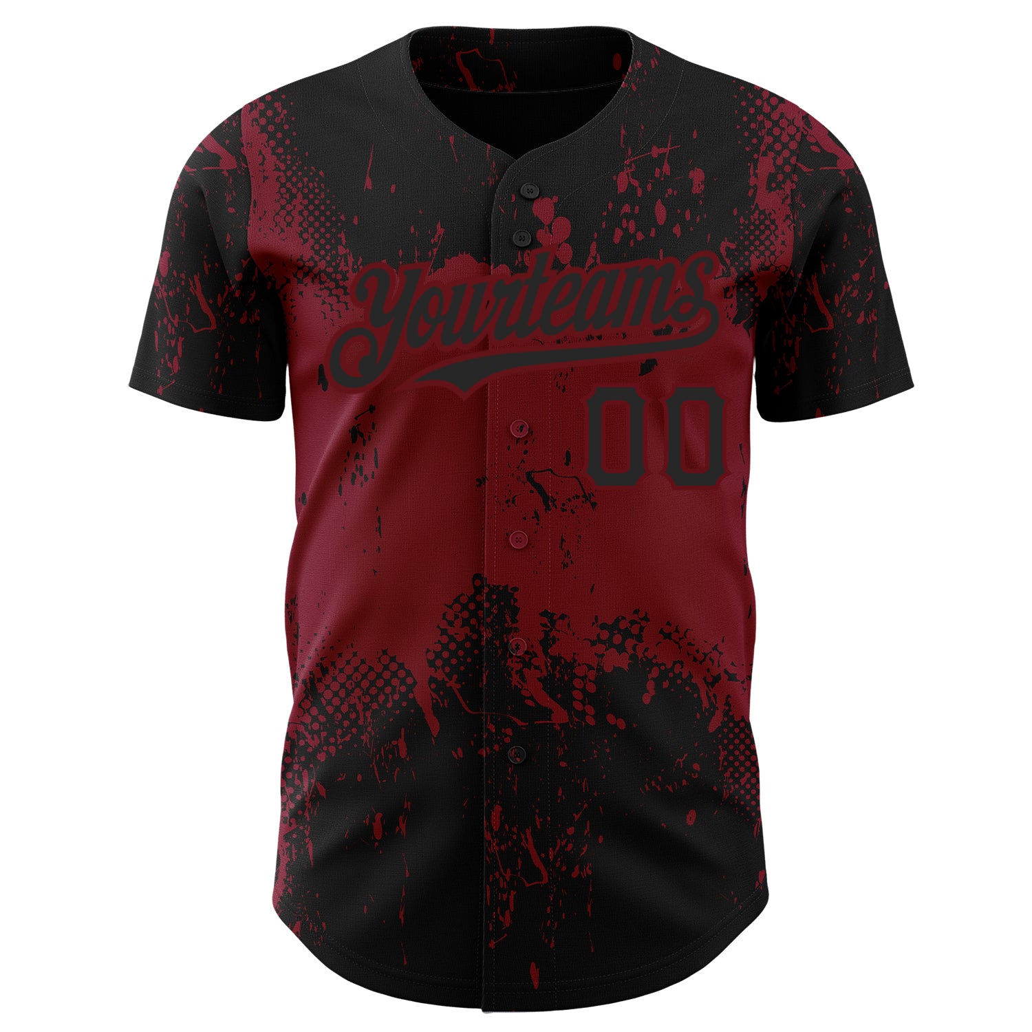 Custom Black Crimson 3D Pattern Design Abstract Splatter Grunge Art Authentic Jersey - Image 2