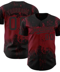 Custom Black Crimson 3D Pattern Design Abstract Splatter Grunge Art Authentic Jersey