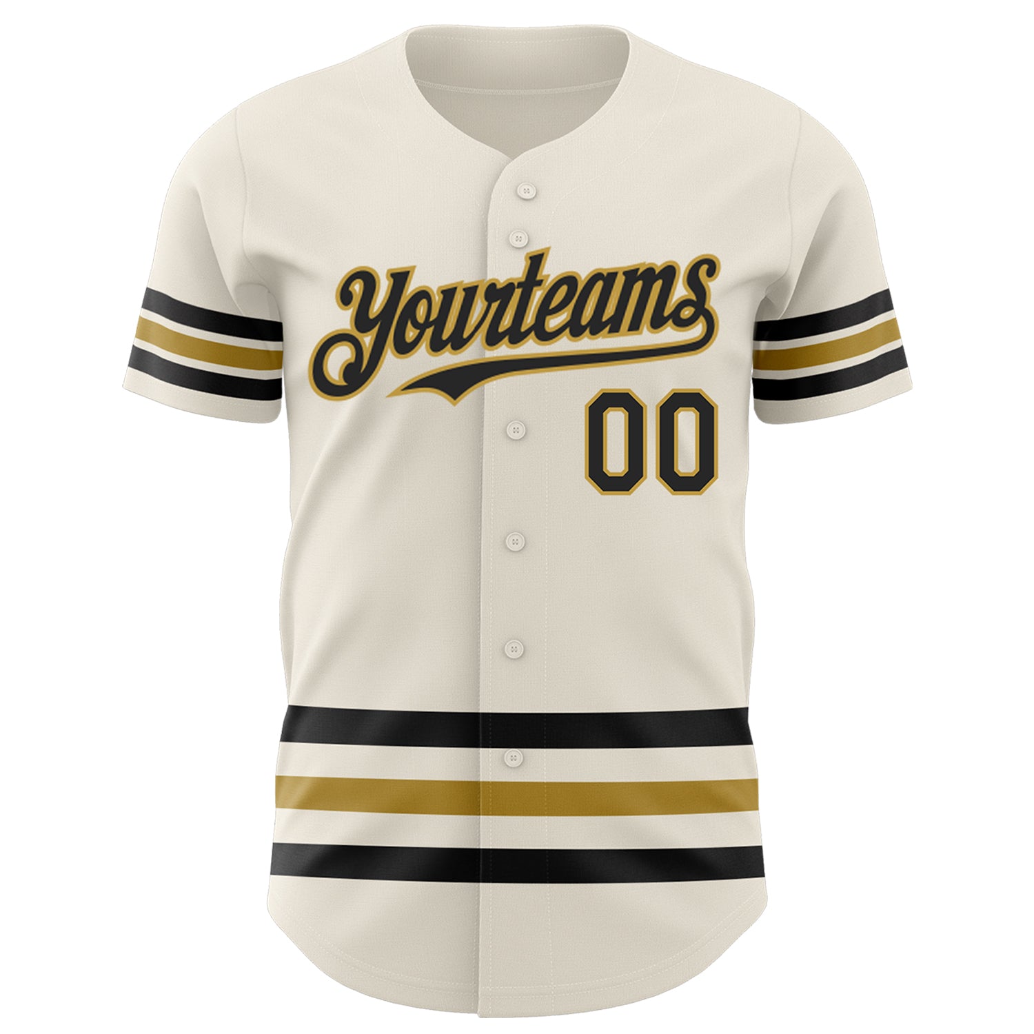 Custom Cream Black-Old Gold Line Authentic Jersey - Image 2