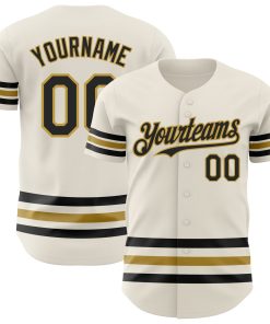 Custom Cream Black-Old Gold Line Authentic Jersey