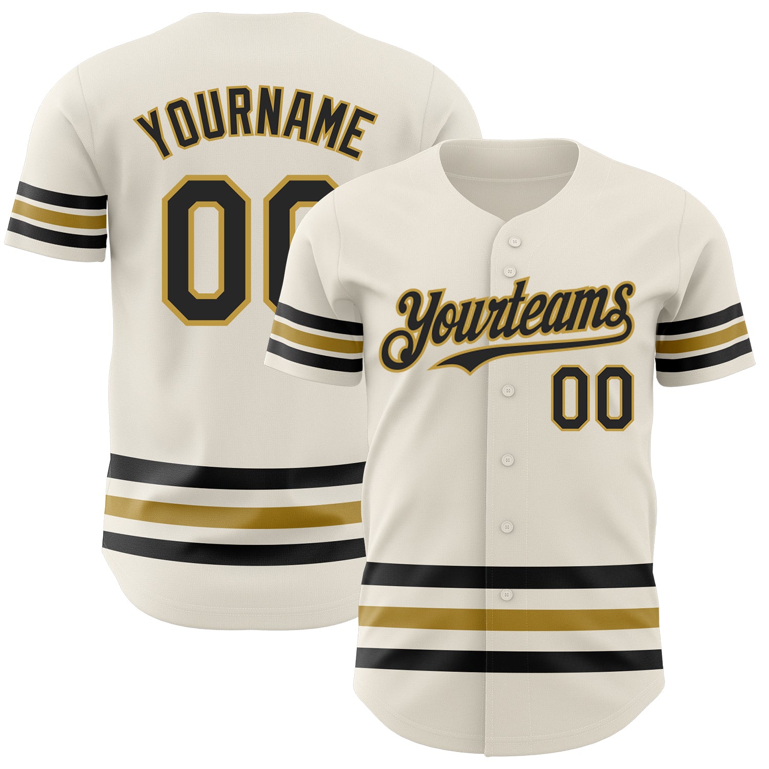 Custom Cream Black-Old Gold Line Authentic Jersey