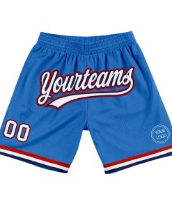 Custom Blue White Navy-Red Authentic Throwback Shorts