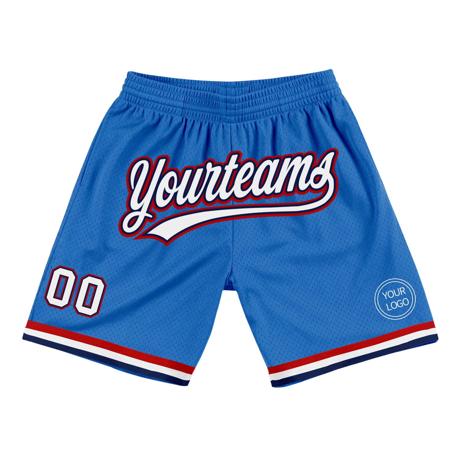 Custom Blue White Navy-Red Authentic Throwback Shorts