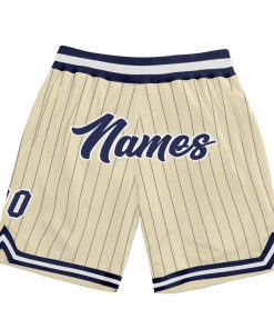 Custom Cream Navy Pinstripe Navy-White Authentic Shorts
