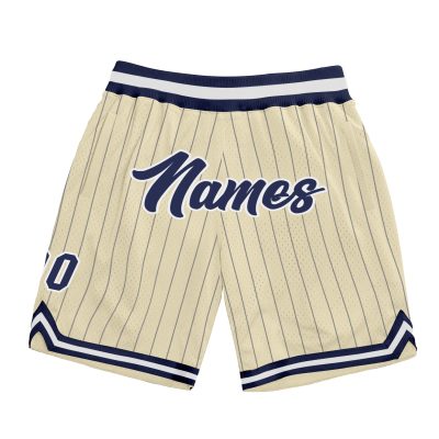 Custom Cream Navy Pinstripe Navy-White Authentic Shorts