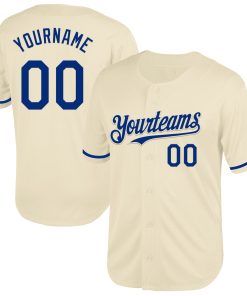 Custom Cream Royal Mesh Authentic Throwback Jersey