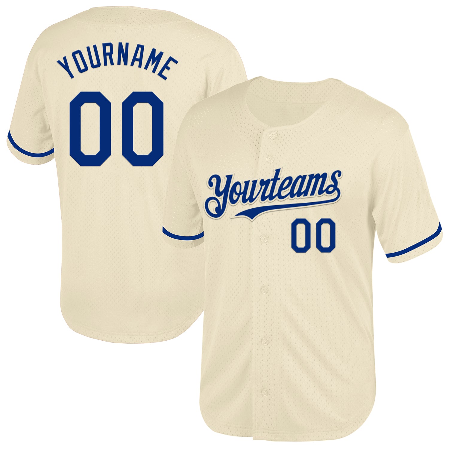 Custom Cream Royal Mesh Authentic Throwback Jersey