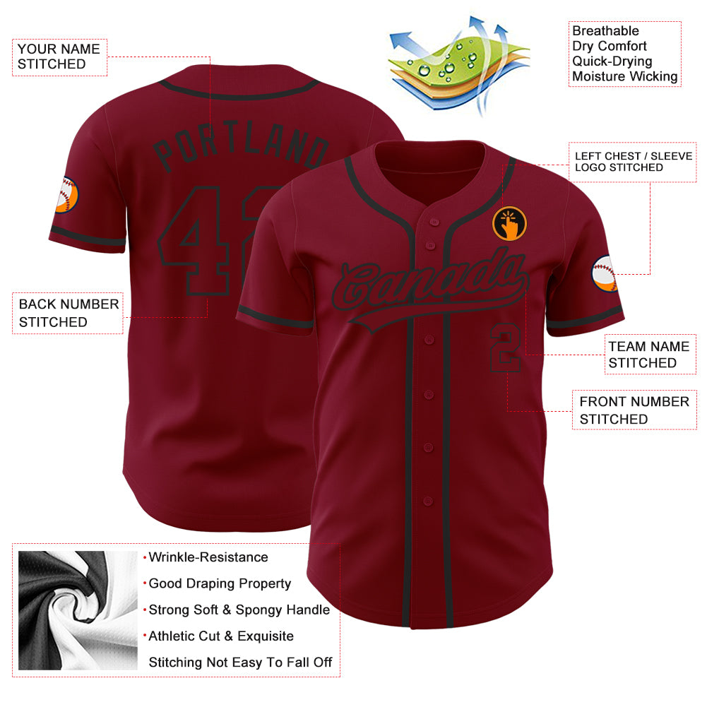 Custom Crimson Crimson-Black Authentic Jersey - Image 3