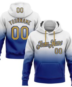 Custom Stitched White Old Gold-Royal Fade Fashion Sports Pullover Sweatshirt Hoodie