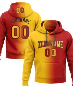 Custom Stitched Red Yellow-Black Gradient Fashion Sports Pullover Sweatshirt Hoodie