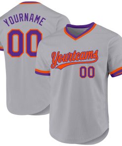 Custom Gray Purple-Orange Authentic Throwback Jersey