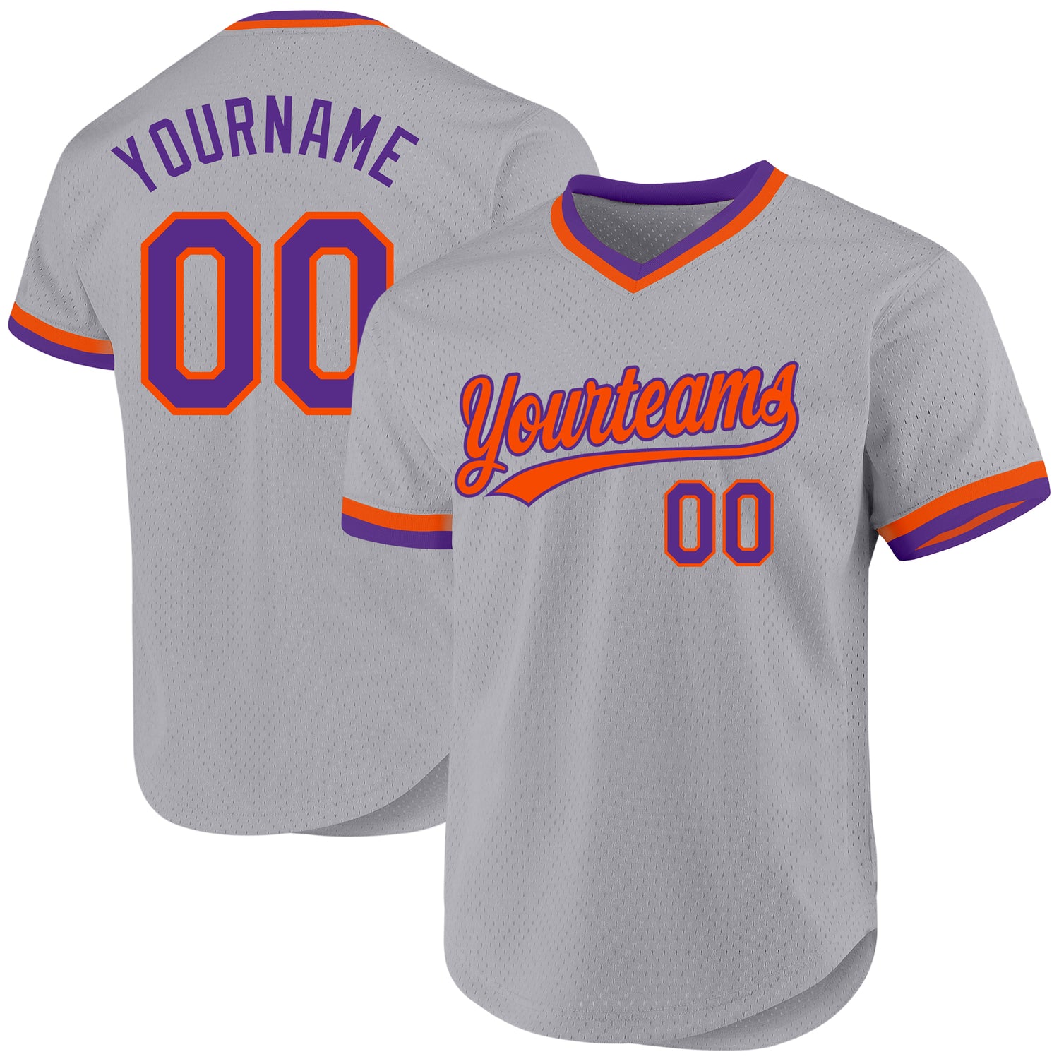 Custom Gray Purple-Orange Authentic Throwback Jersey