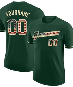 Custom Green Vintage USA Flag-City Cream Performance T-Shirt