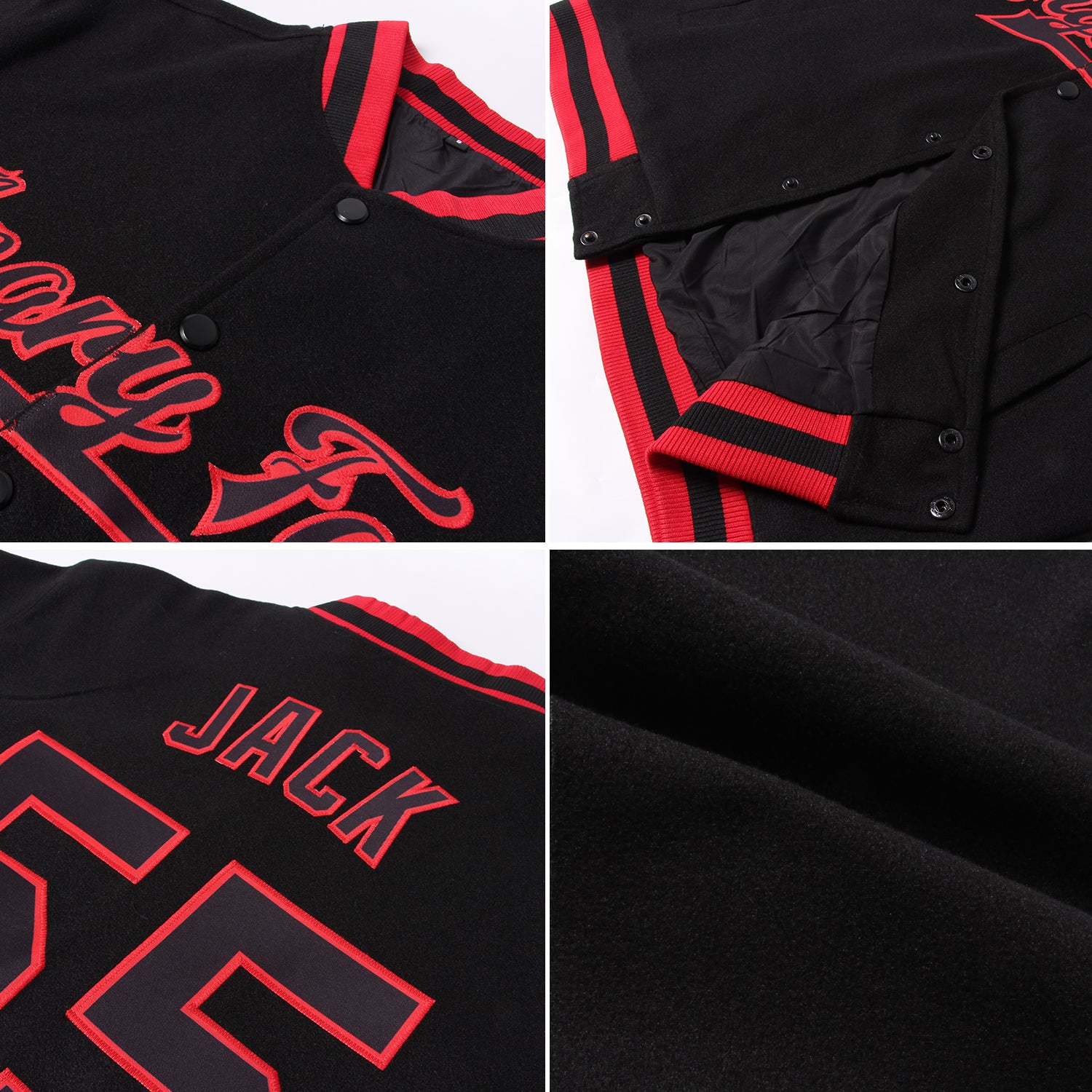 Custom Black White Pinstripe Purple Bomber Full-Snap Varsity Letterman Jacket - Image 2