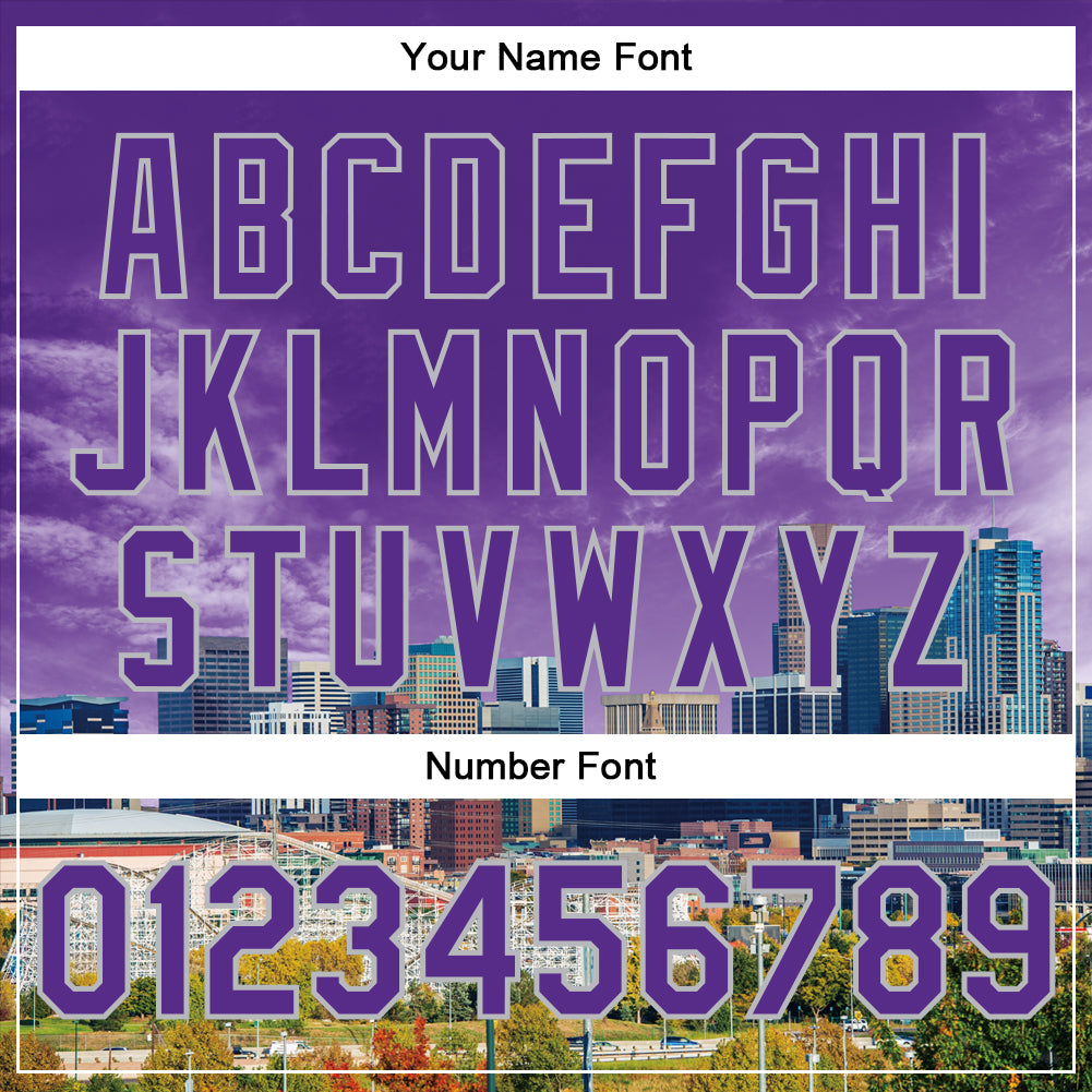 Custom Purple Gray Denver Colorado City Edition 3D Bomber Full-Snap Varsity Letterman Jacket - Image 5