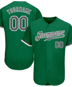 Custom Kelly Green Steel Gray-White Authentic Jersey