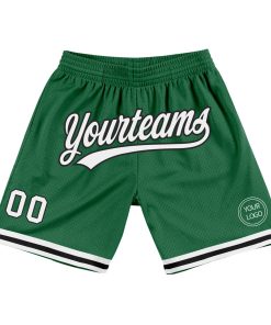 Custom Kelly Green White-Black Authentic Throwback Shorts