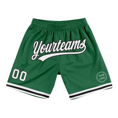 Custom Kelly Green White-Black Authentic Throwback Shorts