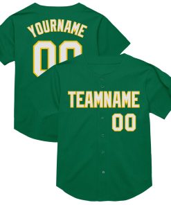 Custom Kelly Green White-Yellow Mesh Authentic Throwback Jersey