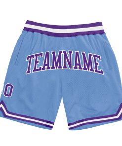 Custom Light Blue Purple-White Authentic Throwback Shorts