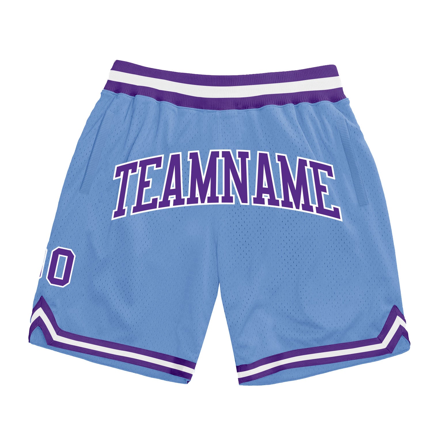 Custom Light Blue Purple-White Authentic Throwback Shorts