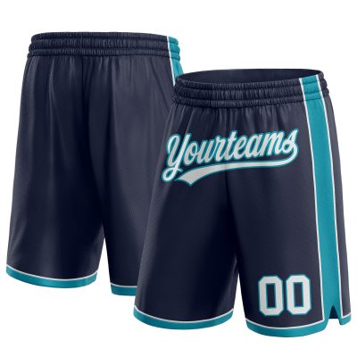 Custom Navy White-Teal Authentic Shorts