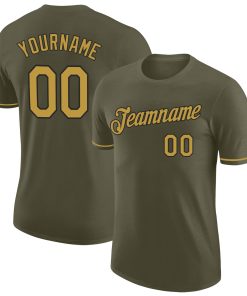 Custom Olive Old Gold-Black Performance Salute To Service T-Shirt
