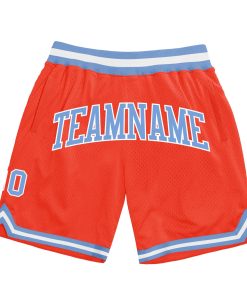 Custom Orange Light Blue-White Authentic Throwback Shorts