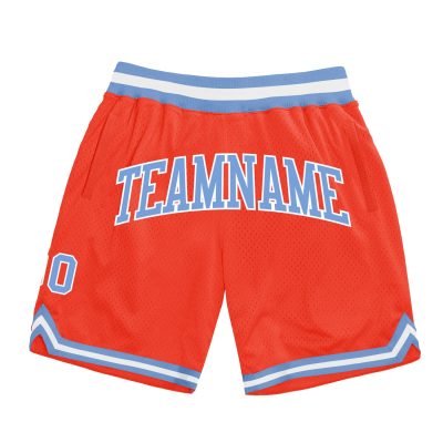 Custom Orange Light Blue-White Authentic Throwback Shorts