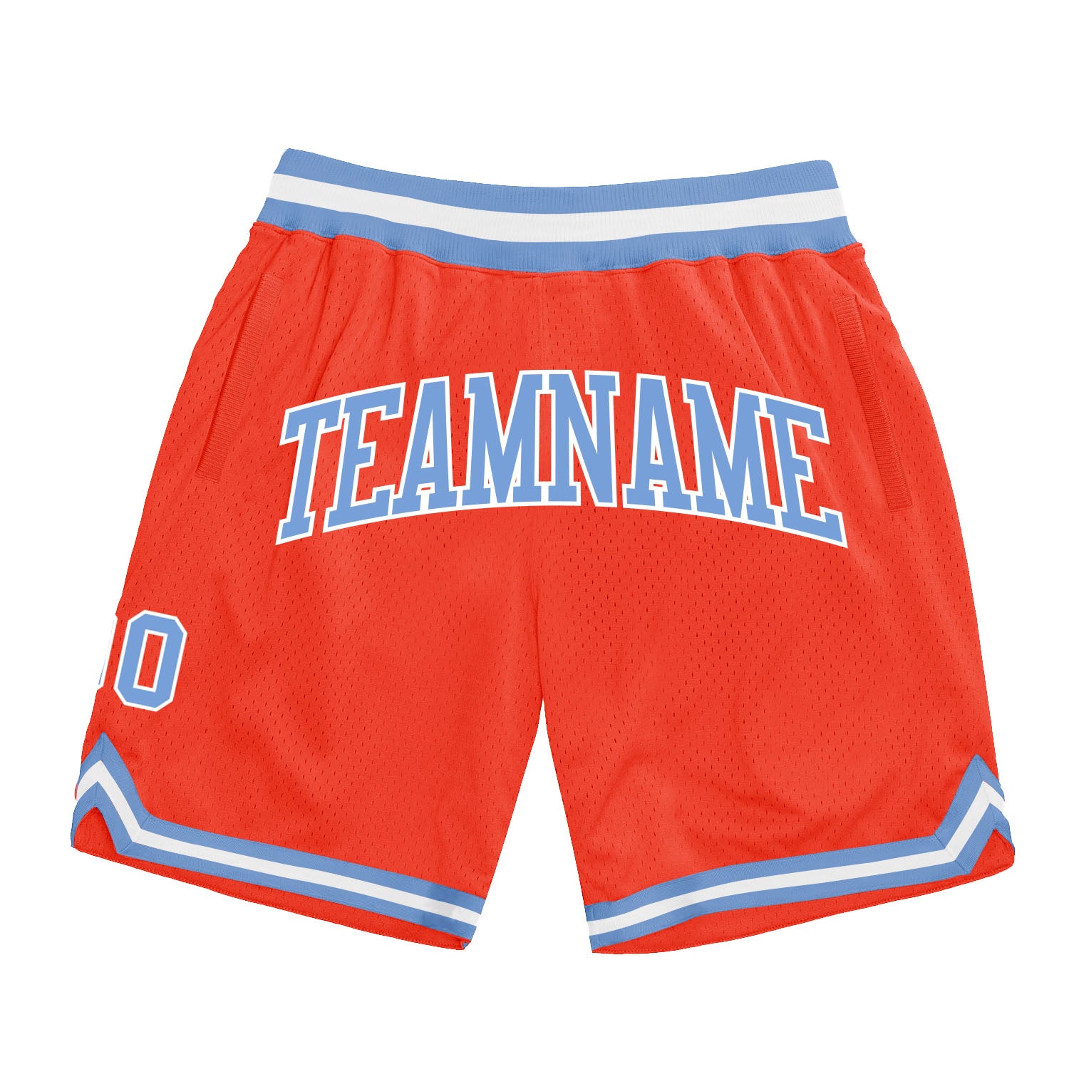 Custom Orange Light Blue-White Authentic Throwback Shorts