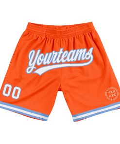 Custom Orange White-Light Blue Authentic Throwback Shorts