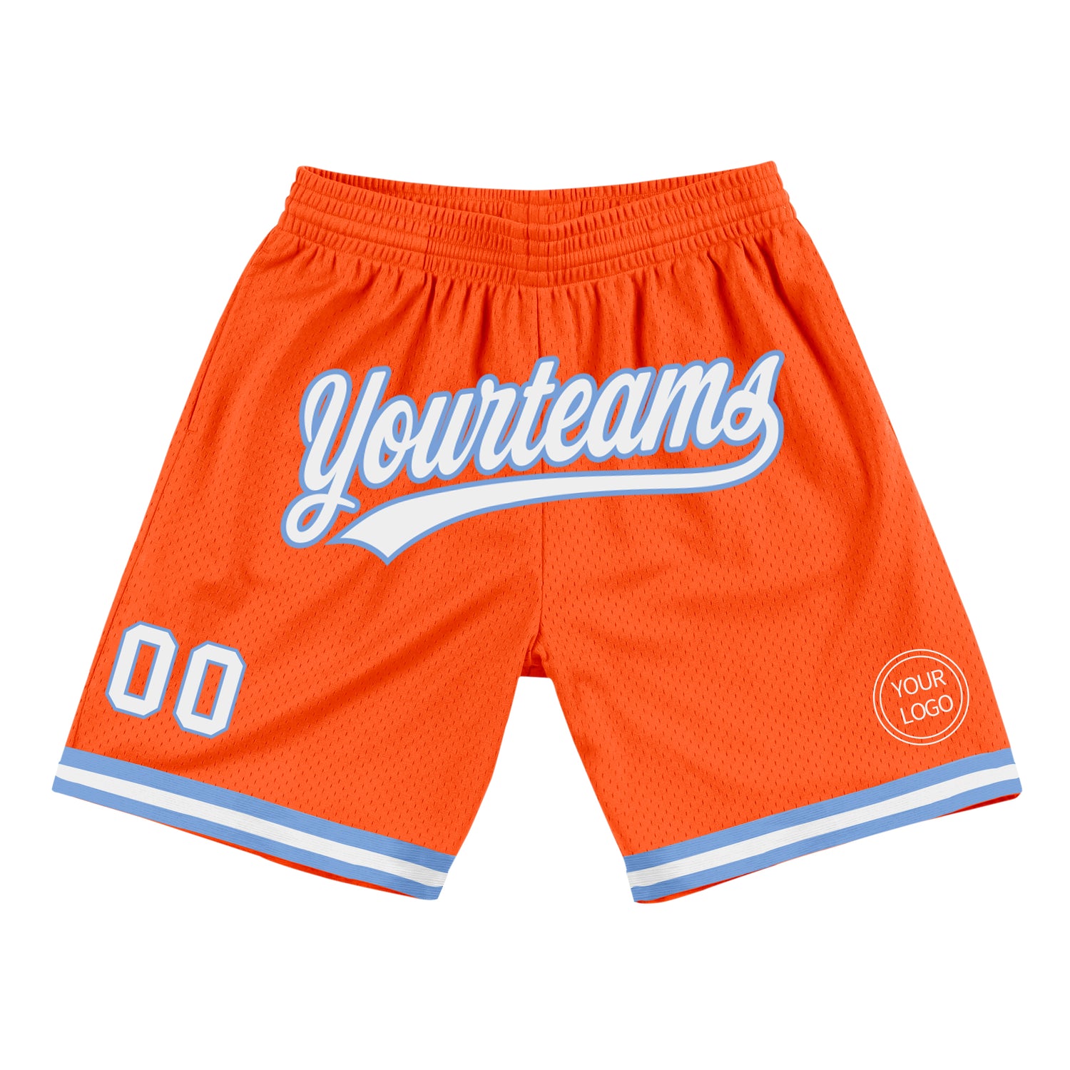 Custom Orange White-Light Blue Authentic Throwback Shorts