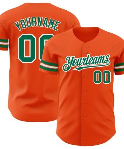 Custom Orange Kelly Green-White Authentic Jersey