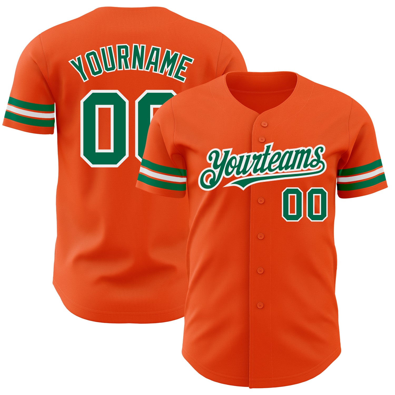 Custom Orange Kelly Green-White Authentic Jersey