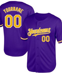 Custom Purple Gold-White Mesh Authentic Throwback Jersey