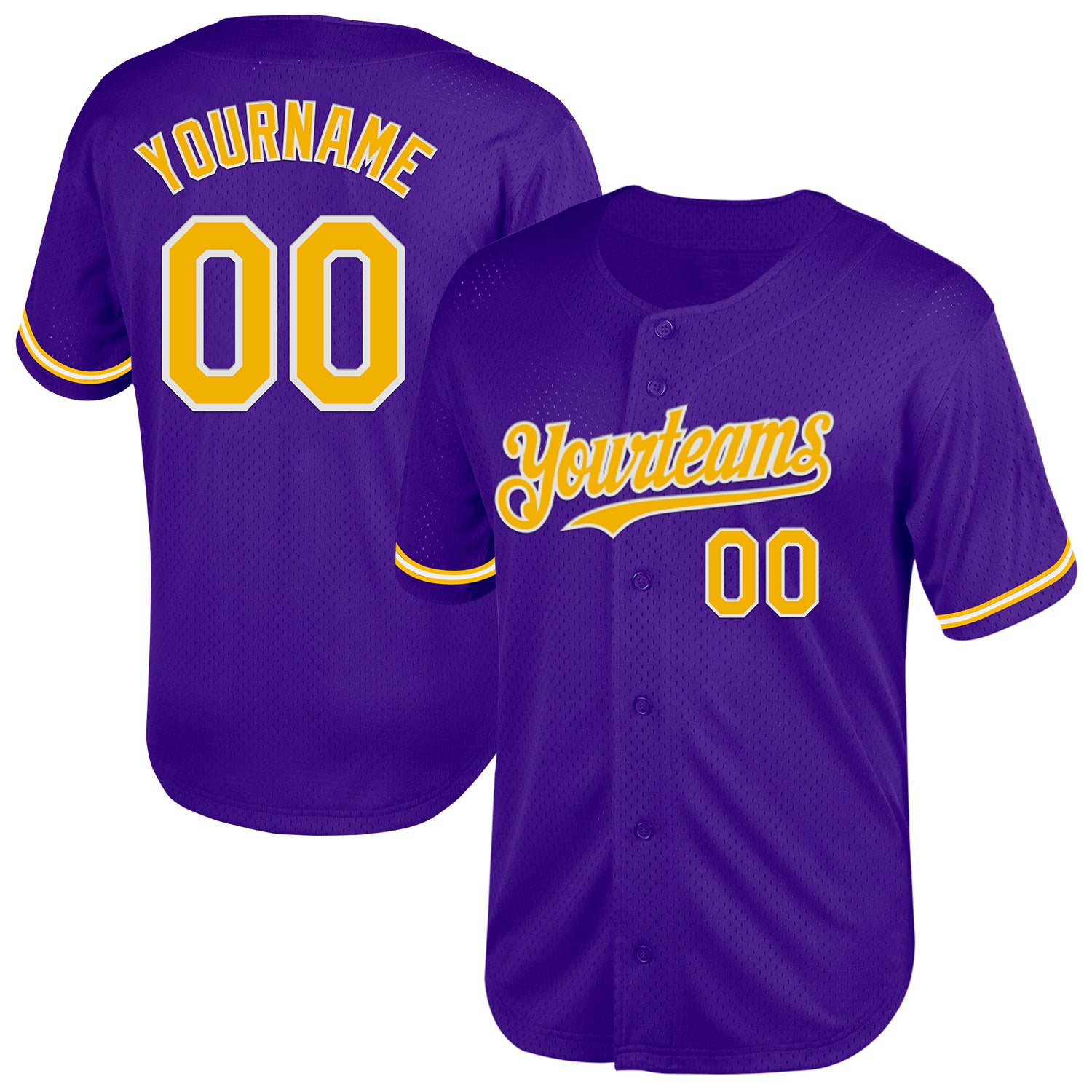 Custom Purple Gold-White Mesh Authentic Throwback Jersey