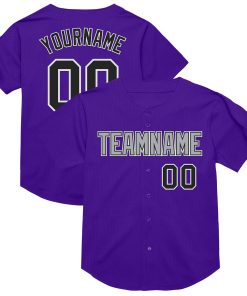 Custom Purple Black-Gray Mesh Authentic Throwback Jersey