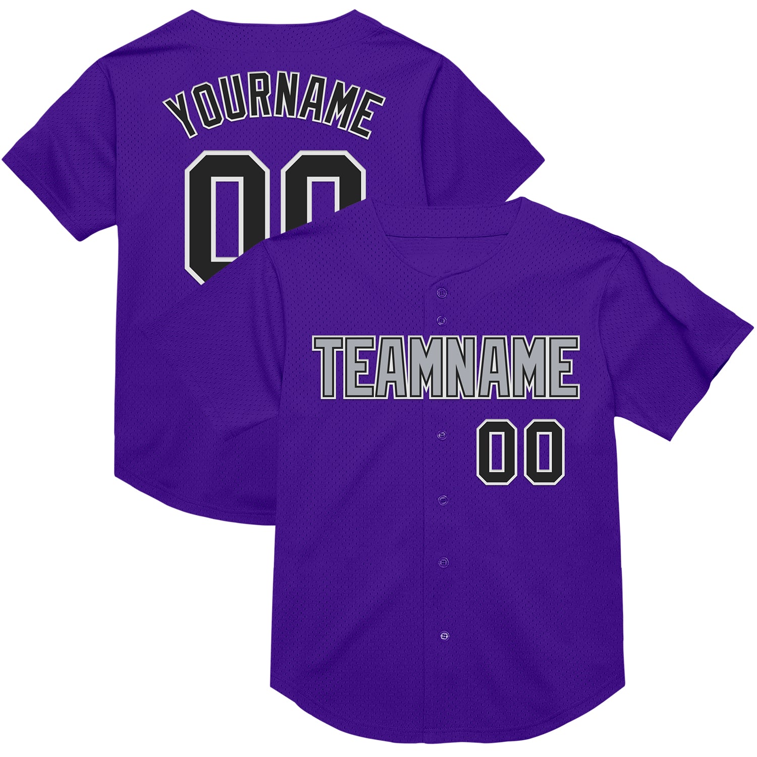 Custom Purple Black-Gray Mesh Authentic Throwback Jersey