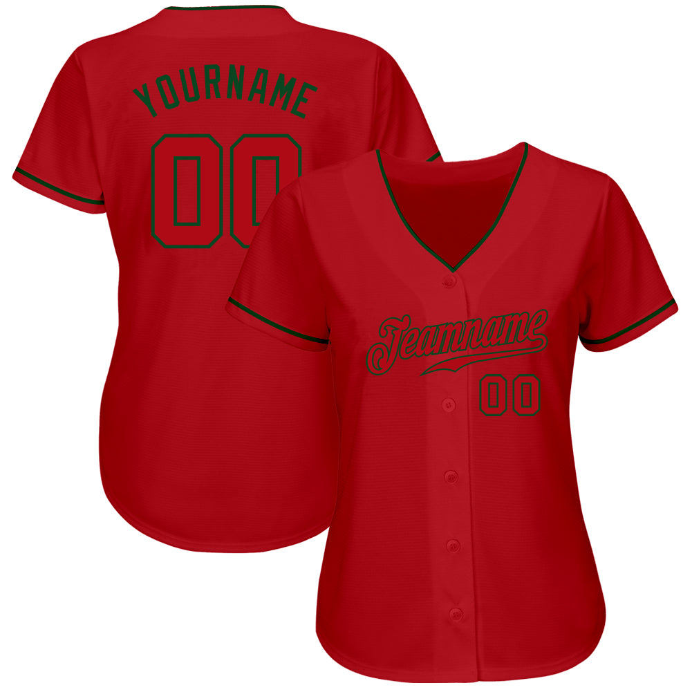 Custom Red Red-Green Authentic Jersey - Image 2