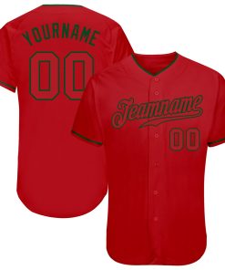 Custom Red Red-Green Authentic Jersey