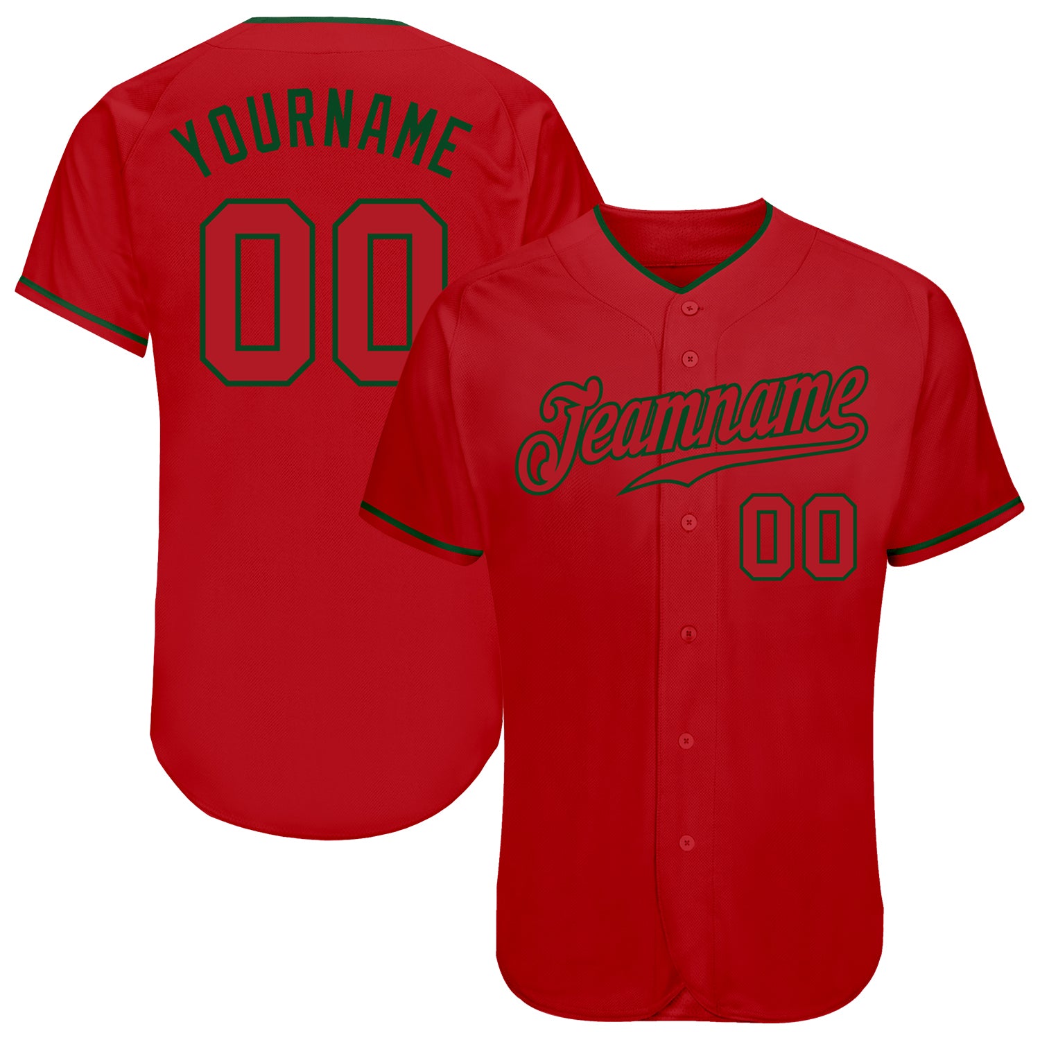 Custom Red Red-Green Authentic Jersey