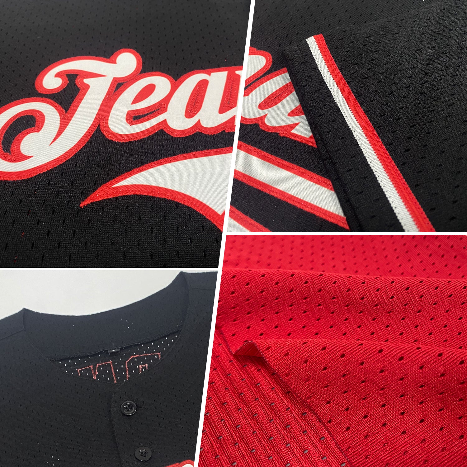 Custom Red White-Gray Mesh Authentic Throwback Jersey - Image 2