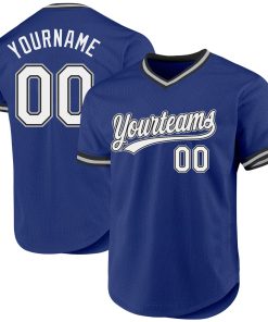 Custom Royal Black-Gray Authentic Throwback Jersey