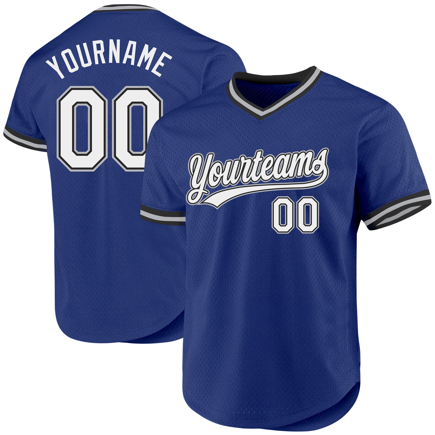Custom Royal Black-Gray Authentic Throwback Jersey