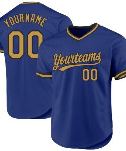 Custom Royal Old Gold-Black Authentic Throwback Jersey
