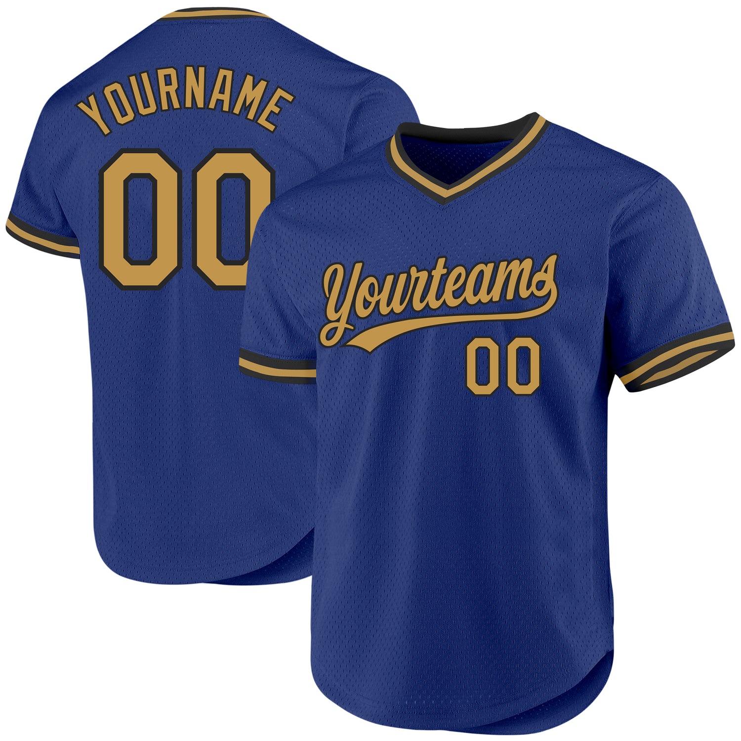 Custom Royal Old Gold-Black Authentic Throwback Jersey